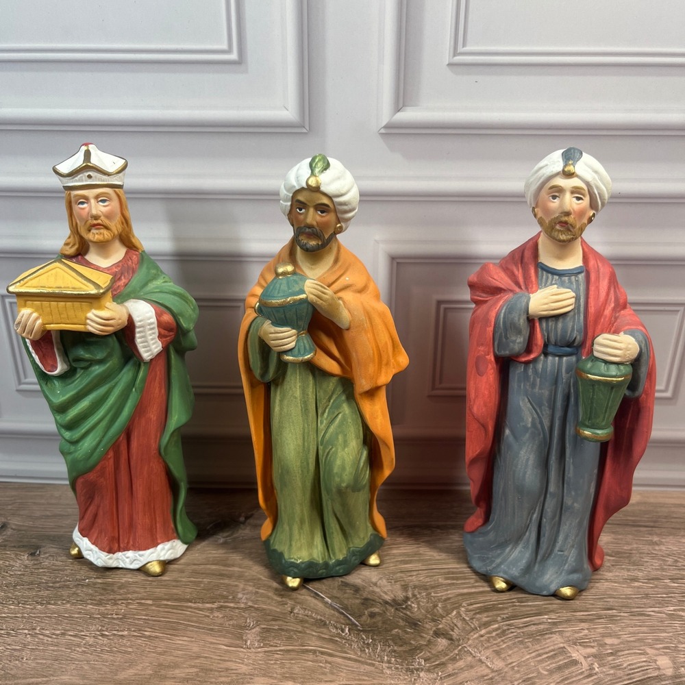 Homco Nativity Wise Men Figurines Multicolor Porcelain 5207 Vintage Set‎ of 3